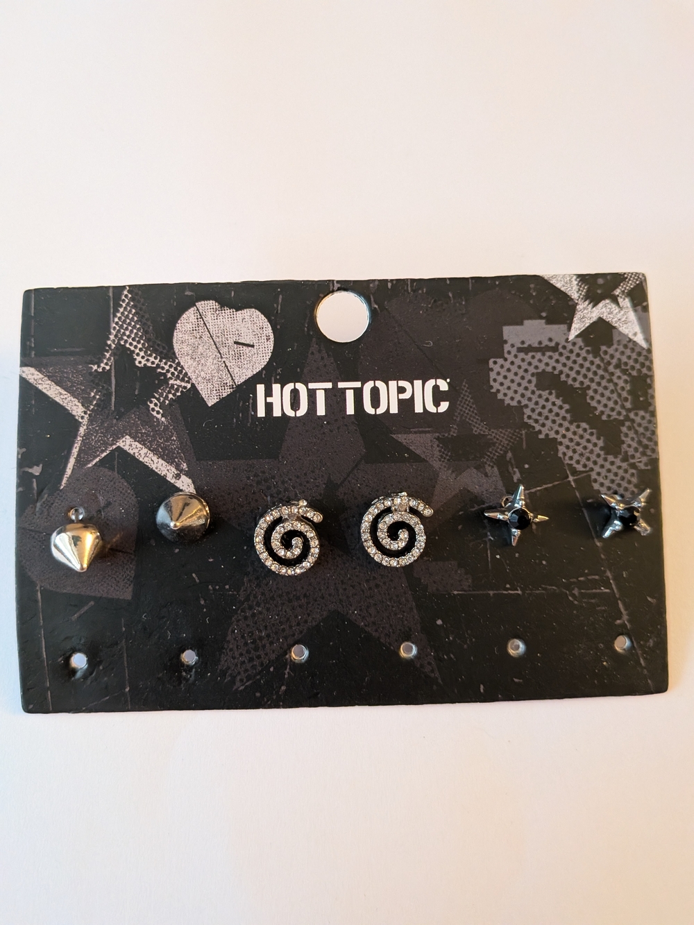 Hot Topic Silver & Gunmetal Stud Earring Set